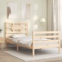 Single bed frame with solid wood headboard by , Beds and slatted bases - Ref: Foro24-3194401, Price: 101,07 €, Discount: %