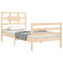 Single bed frame with solid wood headboard by , Beds and slatted bases - Ref: Foro24-3194401, Price: 101,07 €, Discount: %