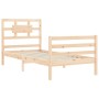 Single bed frame with solid wood headboard by , Beds and slatted bases - Ref: Foro24-3194401, Price: 101,07 €, Discount: %