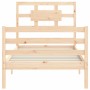 Single bed frame with solid wood headboard by , Beds and slatted bases - Ref: Foro24-3194401, Price: 101,07 €, Discount: %