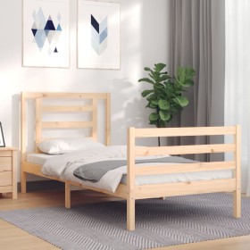 Single bed frame with solid wood headboard by , Beds and slatted bases - Ref: Foro24-3194661, Price: 91,15 €, Discount: %