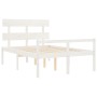 Cama para personas mayores con cabecero madera maciza blanco de , Camas y somieres - Ref: Foro24-3195322, Precio: 162,59 €, D...