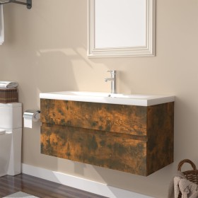 Mueble de baño con lavabo madera contrachapada roble ahumado de , Tocadores de baño - Ref: Foro24-3152879, Precio: 236,41 €, ...