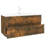 Smoked oak plywood bathroom cabinet with sink by , bathroom vanities - Ref: Foro24-3152879, Price: 245,80 €, Discount: %