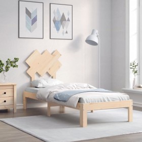 Single bed frame with solid wood headboard by , Beds and slatted bases - Ref: Foro24-3193686, Price: 78,99 €, Discount: %