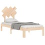 Single bed frame with solid wood headboard by , Beds and slatted bases - Ref: Foro24-3193686, Price: 78,93 €, Discount: %