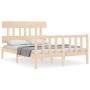 Bed frame with solid wood headboard 140x200 cm by , Beds and slatted bases - Ref: Foro24-3193336, Price: 118,39 €, Discount: %