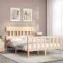 Bed frame with solid wood headboard 140x200 cm by , Beds and slatted bases - Ref: Foro24-3193336, Price: 118,39 €, Discount: %