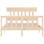 Bed frame with solid wood headboard 140x200 cm by , Beds and slatted bases - Ref: Foro24-3193336, Price: 118,39 €, Discount: %