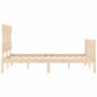 Bed frame with solid wood headboard 140x200 cm by , Beds and slatted bases - Ref: Foro24-3193336, Price: 118,39 €, Discount: %