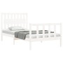 White solid wood bed frame with headboard 100x200 cm by , Beds and slatted bases - Ref: Foro24-3192417, Price: 140,75 €, Disc...