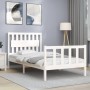 White solid wood bed frame with headboard 100x200 cm by , Beds and slatted bases - Ref: Foro24-3192417, Price: 140,75 €, Disc...