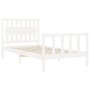 White solid wood bed frame with headboard 100x200 cm by , Beds and slatted bases - Ref: Foro24-3192417, Price: 140,75 €, Disc...