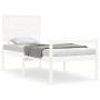 Cama para personas mayores con cabecero madera maciza blanco de , Camas y somieres - Ref: Foro24-3195447, Precio: 142,99 €, D...