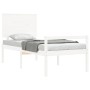 Cama para personas mayores con cabecero madera maciza blanco de , Camas y somieres - Ref: Foro24-3195447, Precio: 142,99 €, D...