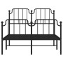 Bed frame with headboard and black metal footboard 120x190cm by , Beds and slatted bases - Ref: Foro24-373902, Price: 99,99 €...