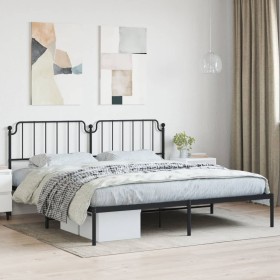 Bed frame with black metal headboard 193x203 cm by , Beds and slatted bases - Ref: Foro24-373893, Price: 104,99 €, Discount: %