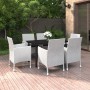 Set comedor de jardín 7 pzas y cojines ratán sintético y vidrio de , Conjuntos de jardín - Ref: Foro24-3099700, Precio: 521,9...