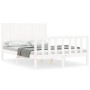 Double bed frame with white solid wood headboard by , Beds and slatted bases - Ref: Foro24-3192597, Price: 187,19 €, Discount: %