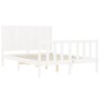 Estructura cama de matrimonio con cabecero madera maciza blanco de , Camas y somieres - Ref: Foro24-3192597, Precio: 186,99 €...