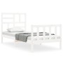 Single bed frame with white solid wood headboard by , Beds and slatted bases - Ref: Foro24-3193037, Price: 107,99 €, Discount: %