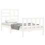 Estructura de cama individual con cabecero madera maciza blanco de , Camas y somieres - Ref: Foro24-3193037, Precio: 110,40 €...