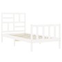 Estructura de cama individual con cabecero madera maciza blanco de , Camas y somieres - Ref: Foro24-3193037, Precio: 110,40 €...