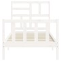 Single bed frame with white solid wood headboard by , Beds and slatted bases - Ref: Foro24-3193037, Price: 107,99 €, Discount: %