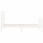 Estructura de cama individual con cabecero madera maciza blanco de , Camas y somieres - Ref: Foro24-3193037, Precio: 110,40 €...