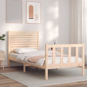 Single bed frame with solid wood headboard by , Beds and slatted bases - Ref: Foro24-3193166, Price: 111,99 €, Discount: %