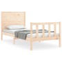 Single bed frame with solid wood headboard by , Beds and slatted bases - Ref: Foro24-3193166, Price: 112,36 €, Discount: %