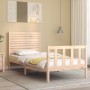 Single bed frame with solid wood headboard by , Beds and slatted bases - Ref: Foro24-3193166, Price: 112,36 €, Discount: %