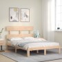 Bed frame with solid wood headboard 140x190 cm by , Beds and slatted bases - Ref: Foro24-3193511, Price: 112,61 €, Discount: %