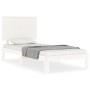 Estructura de cama individual con cabecero madera maciza blanco de , Camas y somieres - Ref: Foro24-3193622, Precio: 101,17 €...