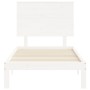 Estructura de cama individual con cabecero madera maciza blanco de , Camas y somieres - Ref: Foro24-3193622, Precio: 101,17 €...