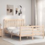 Bed frame with solid wood headboard 140x190 cm by , Beds and slatted bases - Ref: Foro24-3194226, Price: 121,29 €, Discount: %