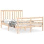 Bed frame with solid wood headboard 140x190 cm by , Beds and slatted bases - Ref: Foro24-3194226, Price: 121,29 €, Discount: %