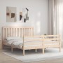 Estructura de cama de matrimonio con cabecero madera maciza de , Camas y somieres - Ref: Foro24-3194251, Precio: 152,99 €, De...