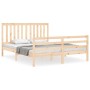 Double bed frame with solid wood headboard by , Beds and slatted bases - Ref: Foro24-3194251, Price: 153,13 €, Discount: %