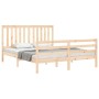 Double bed frame with solid wood headboard by , Beds and slatted bases - Ref: Foro24-3194251, Price: 153,13 €, Discount: %