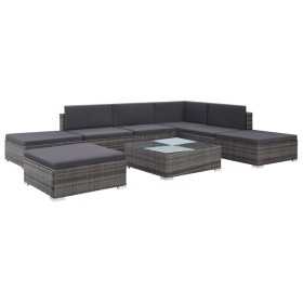 8-teiliges Gartensofa-Set und graue synthetische Rattankissen von vidaXL, Gartensets - Ref: Foro24-44421, Preis: 640,31 €, Ra...