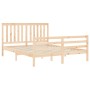 Double bed frame with solid wood headboard by , Beds and slatted bases - Ref: Foro24-3194251, Price: 153,13 €, Discount: %