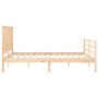 Double bed frame with solid wood headboard by , Beds and slatted bases - Ref: Foro24-3194251, Price: 153,13 €, Discount: %