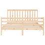 Double bed frame with solid wood headboard by , Beds and slatted bases - Ref: Foro24-3194251, Price: 153,13 €, Discount: %