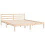 Double bed frame with solid wood headboard by , Beds and slatted bases - Ref: Foro24-3194251, Price: 153,13 €, Discount: %