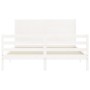 White solid wood bed frame with headboard 160x200 cm by , Beds and slatted bases - Ref: Foro24-3194647, Price: 179,31 €, Disc...