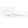 White solid wood bed frame with headboard 160x200 cm by , Beds and slatted bases - Ref: Foro24-3195037, Price: 182,02 €, Disc...