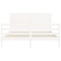 White solid wood bed frame with headboard 160x200 cm by , Beds and slatted bases - Ref: Foro24-3195037, Price: 182,02 €, Disc...