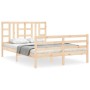 Estructura de cama de matrimonio con cabecero madera maciza de , Camas y somieres - Ref: Foro24-3193896, Precio: 127,86 €, De...