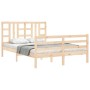 Estructura de cama de matrimonio con cabecero madera maciza de , Camas y somieres - Ref: Foro24-3193896, Precio: 127,86 €, De...